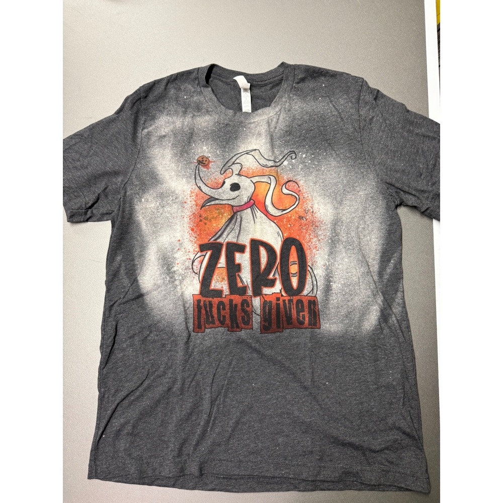 Bella Canvas Nightmare Before Christmas Zero Fucks Given Bleached Graphic Tee L